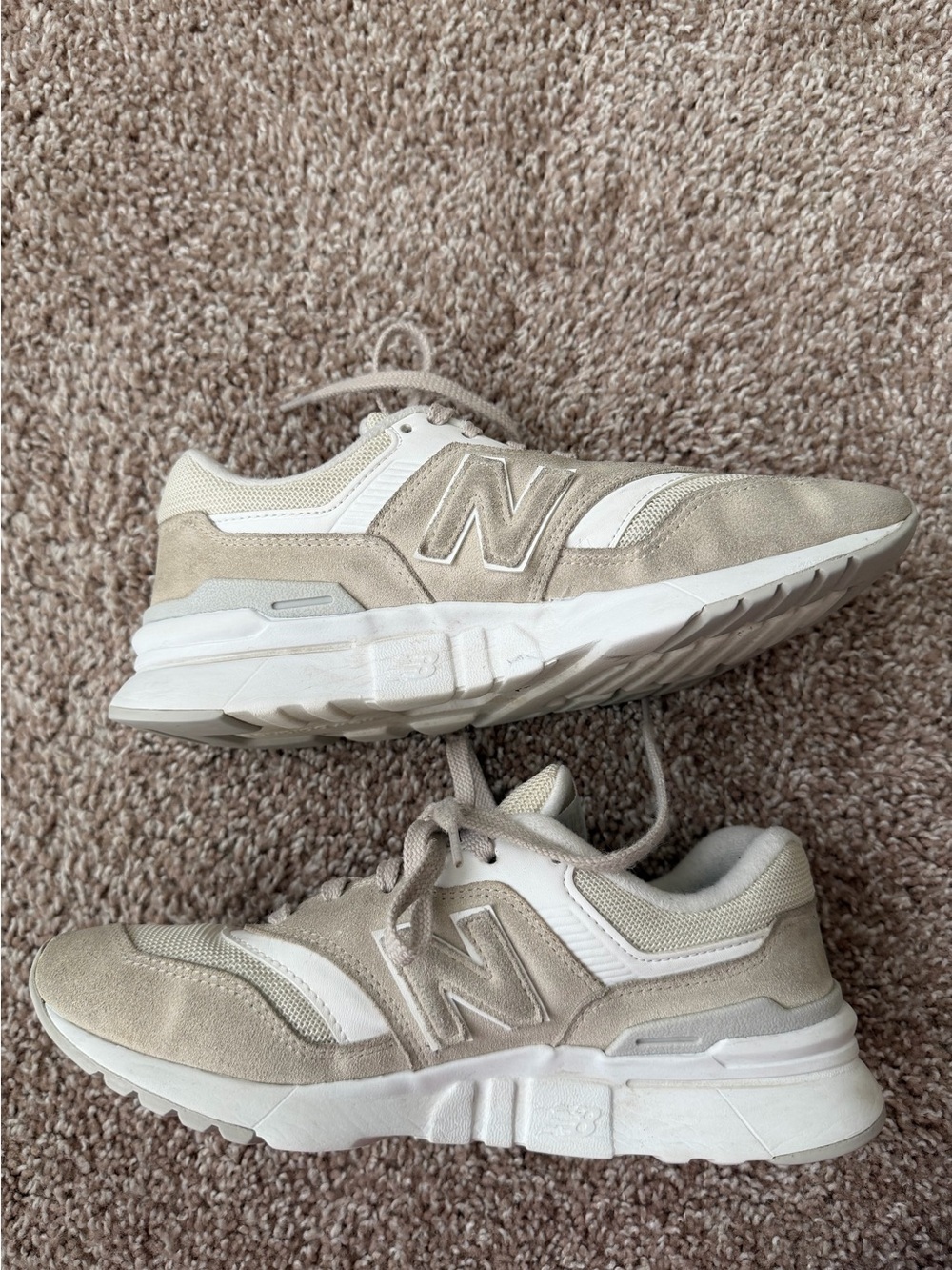 New Balance 997H Women's Taupe and White Suede Sneakers
